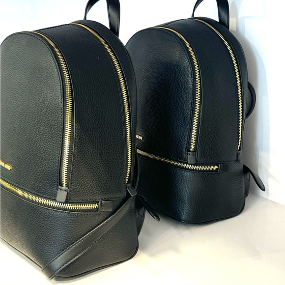 Michael Kors Rhea Medium Pebbled Leather Backpack Black - Picture 5 of 8